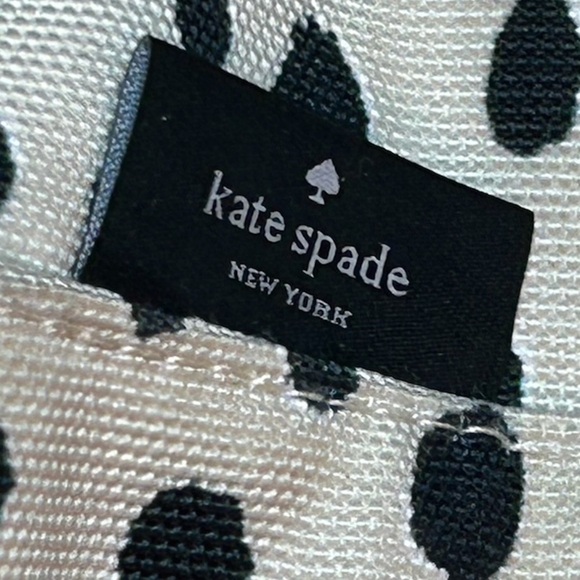 Kate Spade Black Abstract Polka Dot Black Cream Full Lined Zip Close Makeup Case - Picture 3 of 7